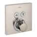 hansgrohe ShowerSelect Thermostatic Trim for 2 Functions, Square, brushed nickel