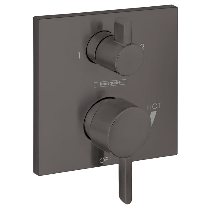 hansgrohe Ecostat Pressure Balance Trim Square with Diverter, brushed black chrome