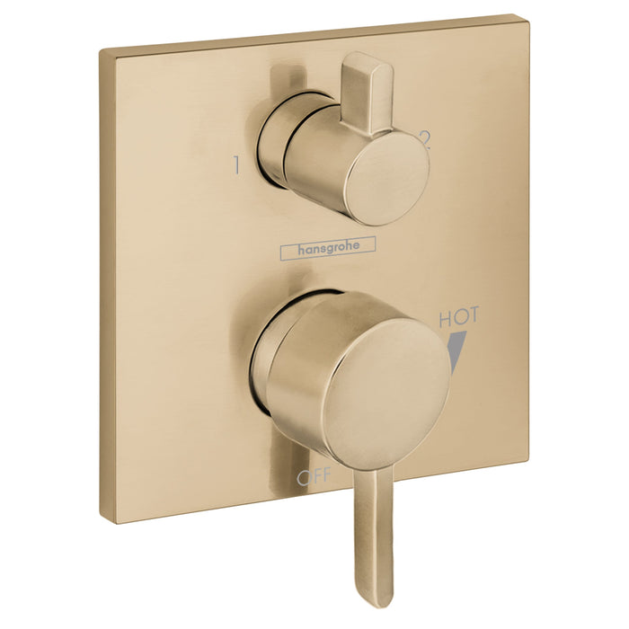 hansgrohe Ecostat Pressure Balance Trim Square with Diverter, brushed bronze