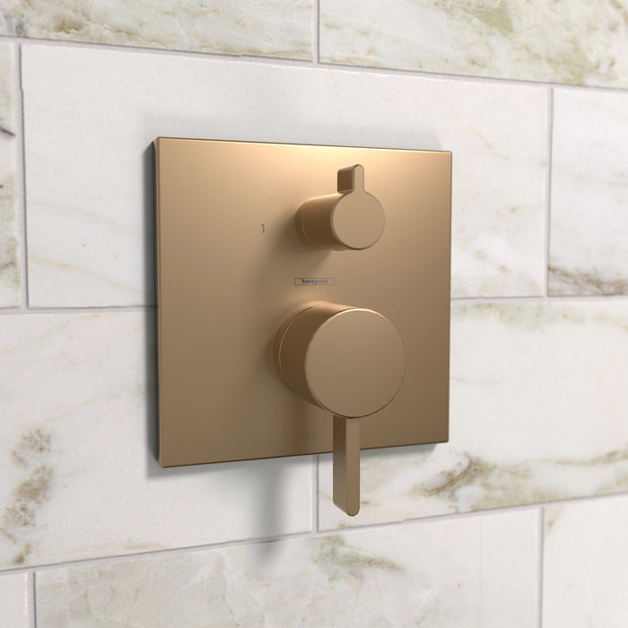 hansgrohe Ecostat Pressure Balance Trim Square with Diverter, brushed bronze - view 2