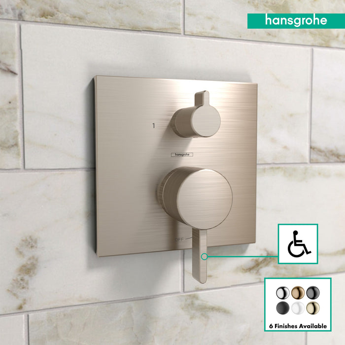 hansgrohe Ecostat Pressure Balance Trim Square with Diverter, brushed nickel - view 3