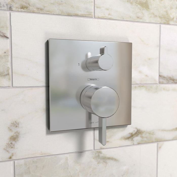 hansgrohe Ecostat Pressure Balance Trim Square with Diverter, chrome - view 2