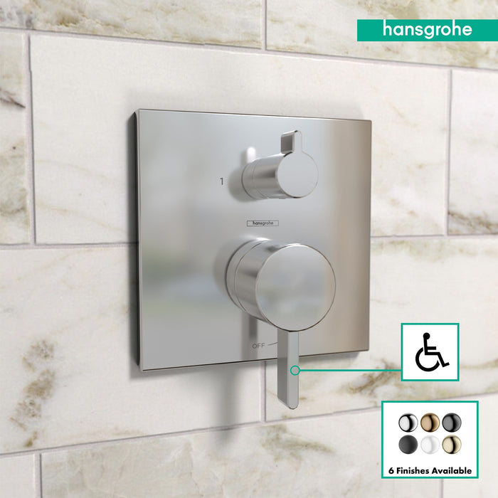 hansgrohe Ecostat Pressure Balance Trim Square with Diverter, chrome - view 3