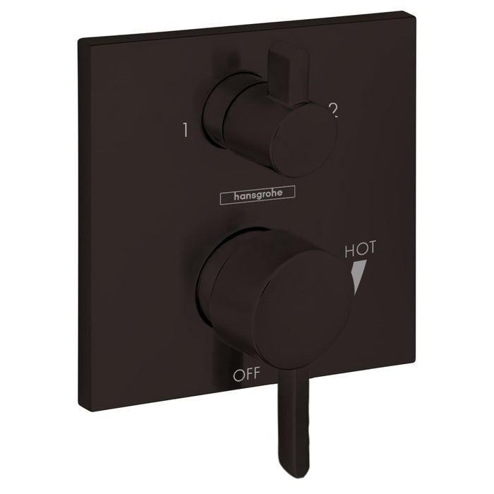 hansgrohe Ecostat Pressure Balance Trim Square with Diverter, matte black