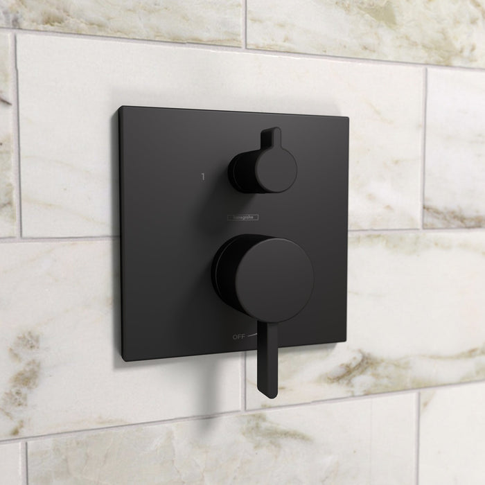 hansgrohe Ecostat Pressure Balance Trim Square with Diverter, matte black - view 2