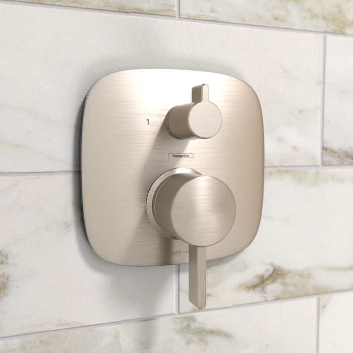 hansgrohe Ecostat Pressure Balance Trim Square with Diverter, brushed nickel - view 2