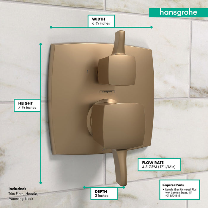 hansgrohe Ecostat Classic Pressure Balance Trim Classic Square with Diverter