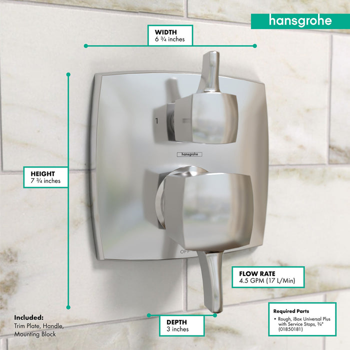 hansgrohe Ecostat Classic Pressure Balance Trim Classic Square with Diverter
