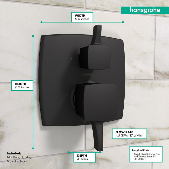 hansgrohe Ecostat Classic Pressure Balance Trim Classic Square with Diverter