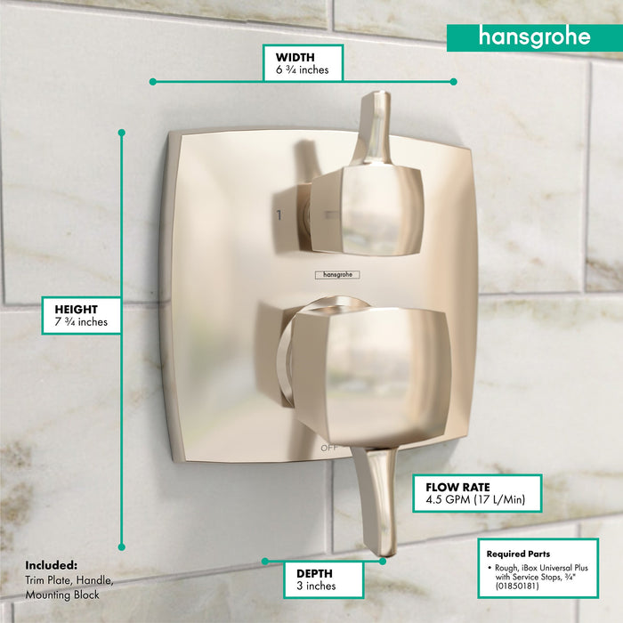 hansgrohe Ecostat Classic Pressure Balance Trim Classic Square with Diverter