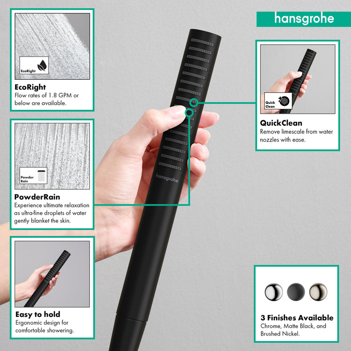 hansgrohe Pulsify S Baton Handshower 100 1-Jet, 1.75 GPM, matte black - view 2