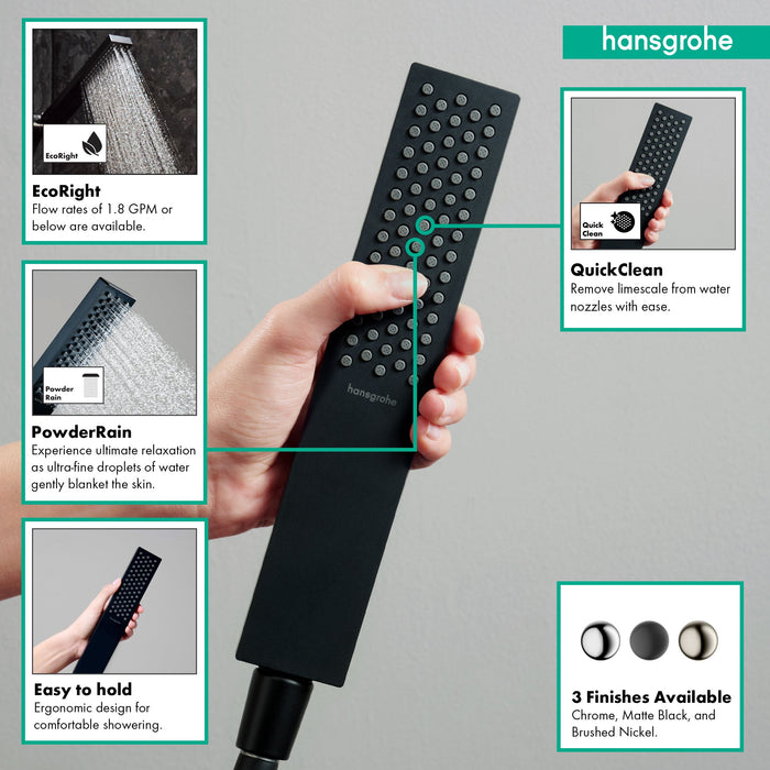 hansgrohe Pulsify E Baton Handshower 100 1-Jet, 2.5 GPM