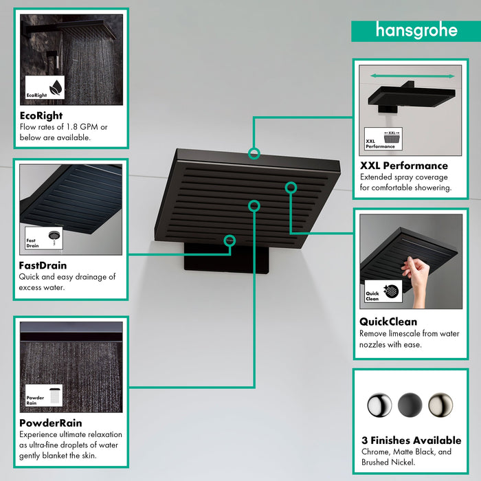 hansgrohe Pulsify E Showerhead 260 1-Jet, 1.75GPM, matte black - view 2