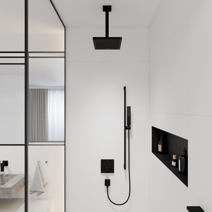 hansgrohe Pulsify E Extension Pipe for Ceiling Mount E, 12", matte black - view 2