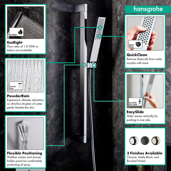 hansgrohe Pulsify E Wallbar Set 100 3-Jet 24", 1.75 GPM, chrome - view 2