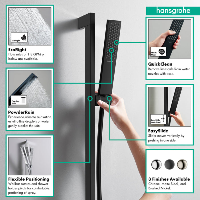 hansgrohe Pulsify E Wallbar Set 100 3-Jet 24", 1.75 GPM, matte black - view 2