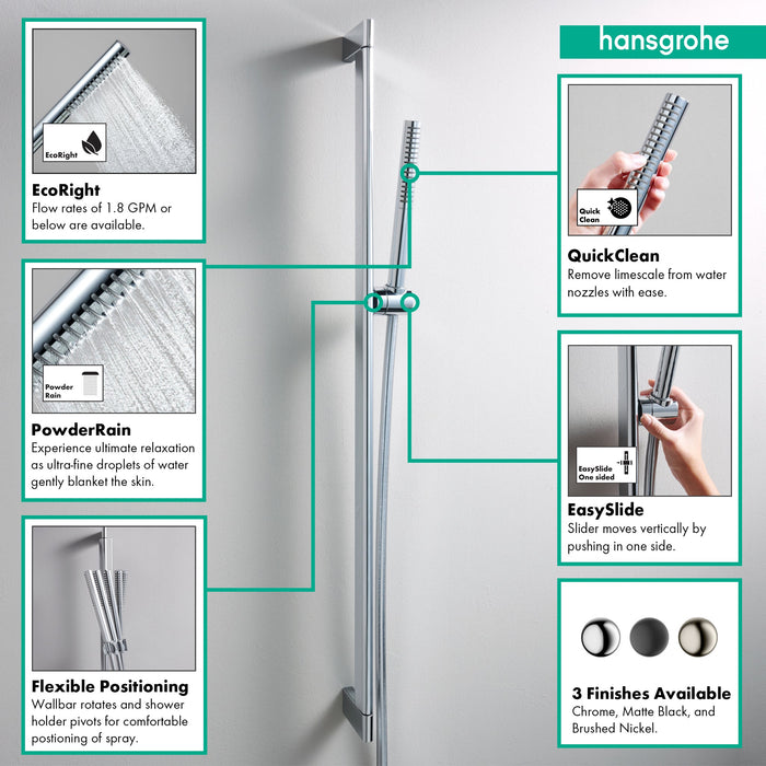 hansgrohe Pulsify S Wallbar Set 100 1-Jet 24", 2.5 GPM, chrome - view 2
