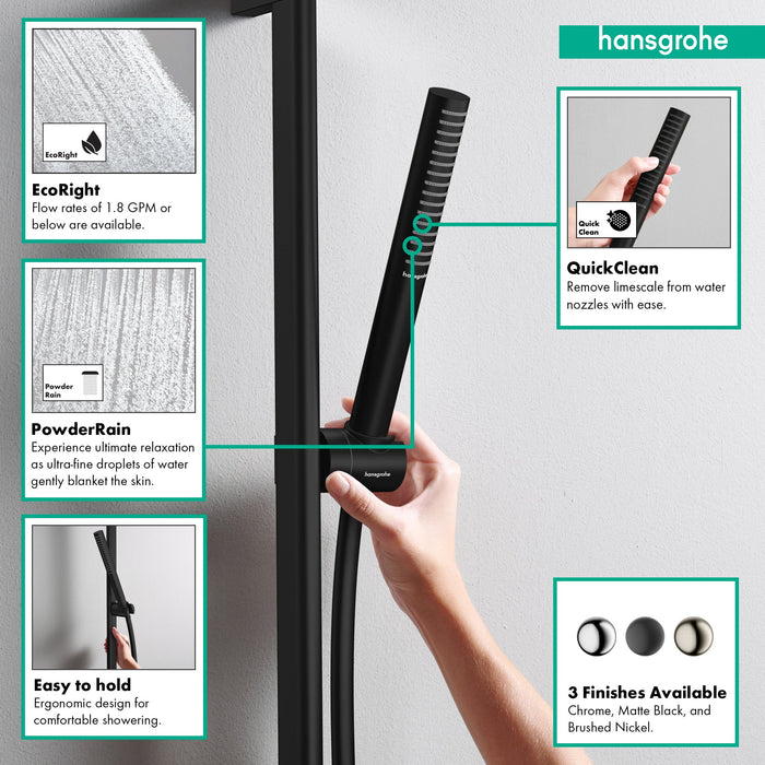 hansgrohe Pulsify S Wallbar Set 100 3-Jet 24", 1.75 GPM, matte black - view 2