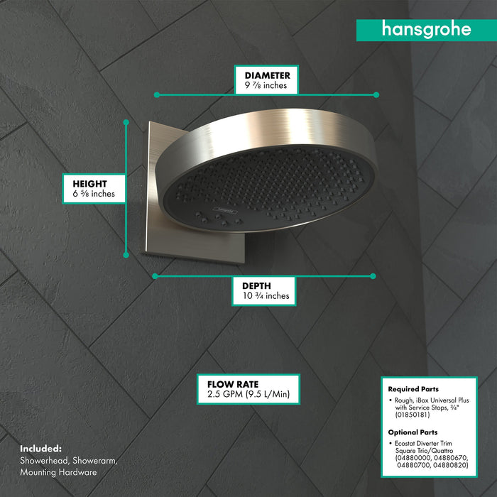 hansgrohe Rainfinity Showerhead 250 3-Jet with Wall Connector Trim, 2.5 GPM, brushed nickel - view 4