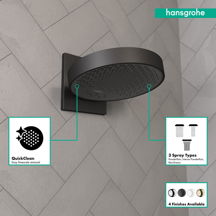 hansgrohe Rainfinity Showerhead 250 3-Jet with Wall Connector Trim, 2.5 GPM, matte black - view 3