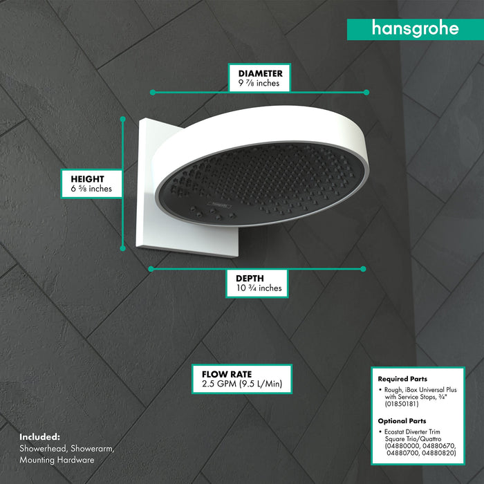 hansgrohe Rainfinity Showerhead 250 3-Jet with Wall Connector Trim, 2.5 GPM, matte white - view 4