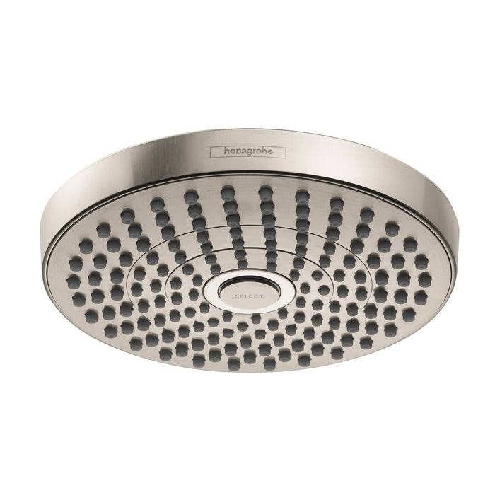 hansgrohe Croma Select S Showerhead 180 2-Jet, 1.5 GPM, brushed nickel