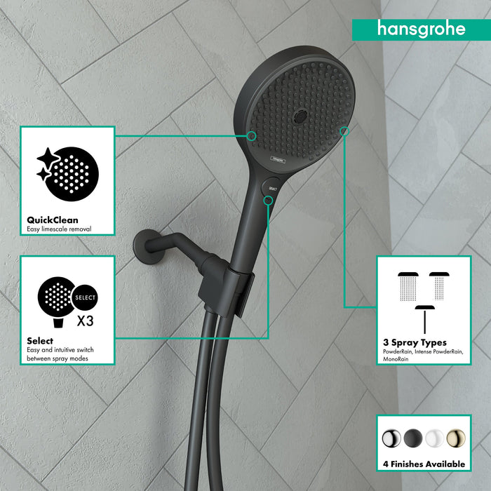 hansgrohe Rainfinity Handshower 130 3-Jet, 2.5 GPM, matte black - view 3