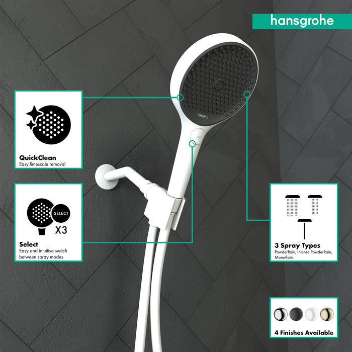 hansgrohe Rainfinity Handshower 130 3-Jet, 2.5 GPM, matte white - view 3