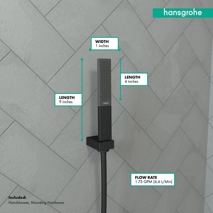 hansgrohe Rainfinity Baton Handshower 100 1-Jet, 1.75 GPM, matte black - view 4