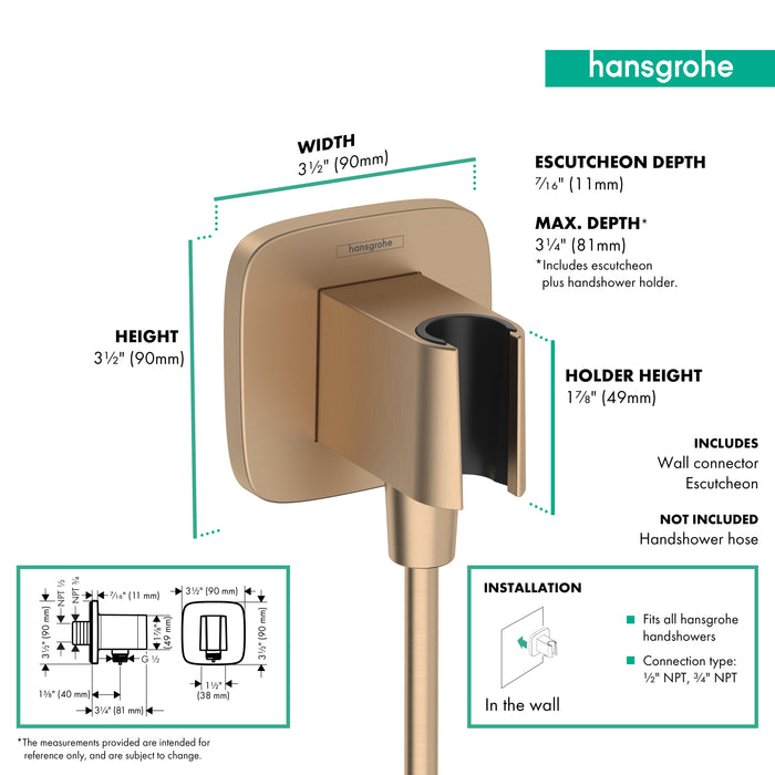 hansgrohe FixFit Q Wall Outlet with Handshower Holder, brushed bronze - view 2