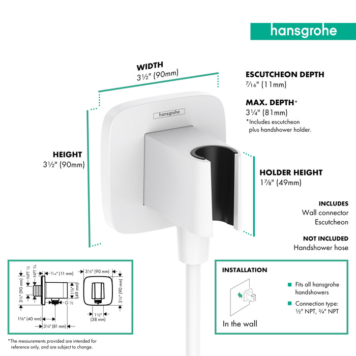 hansgrohe FixFit Q Wall Outlet with Handshower Holder, matte white - view 2