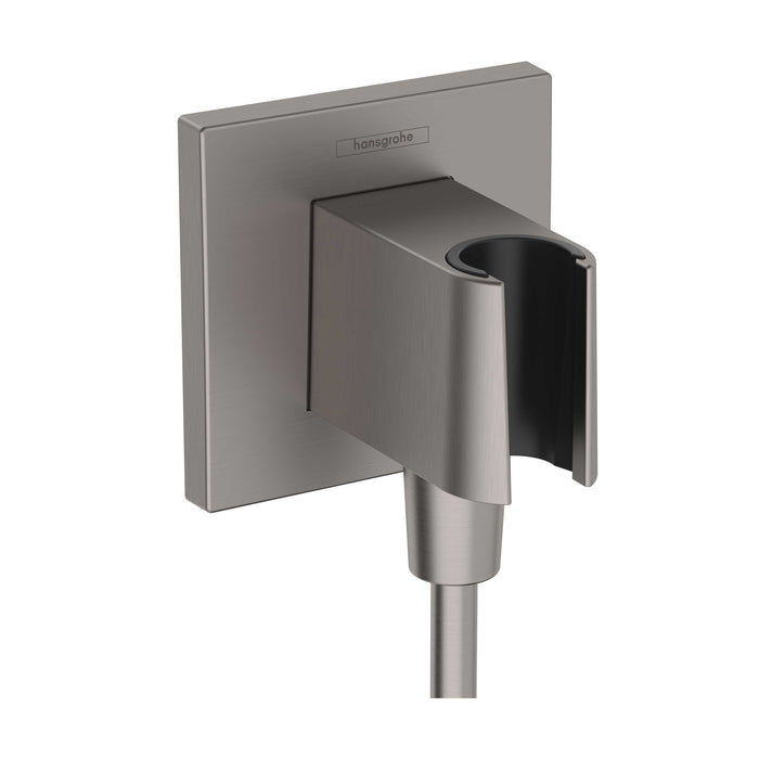 hansgrohe FixFit E Wall Outlet with Handshower Holder, brushed black chrome
