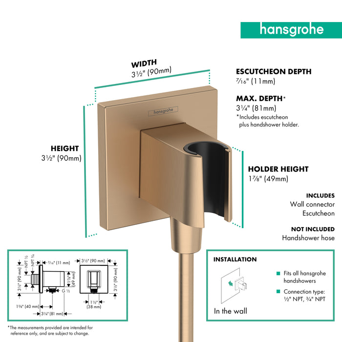 hansgrohe FixFit E Wall Outlet with Handshower Holder, brushed bronze - view 2