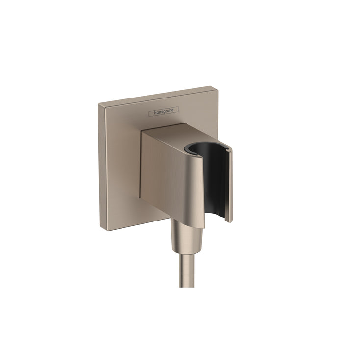 hansgrohe FixFit E Wall Outlet with Handshower Holder, brushed nickel
