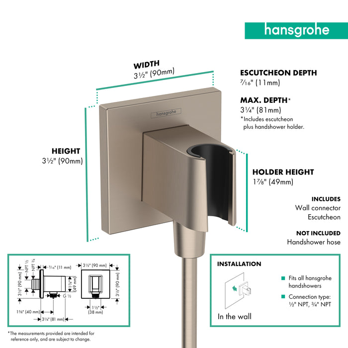 hansgrohe FixFit E Wall Outlet with Handshower Holder, brushed nickel - view 2