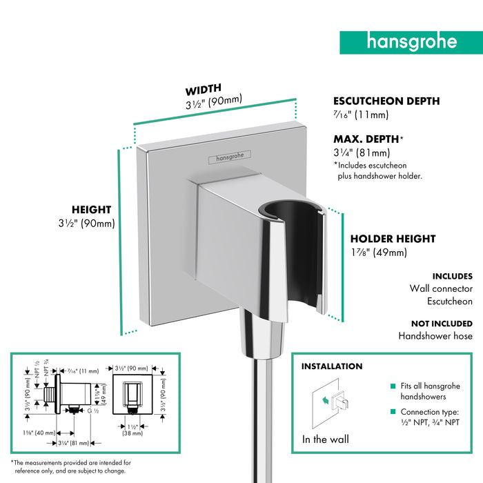hansgrohe FixFit E Wall Outlet with Handshower Holder, chrome - view 2