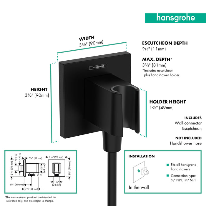 hansgrohe FixFit E Wall Outlet with Handshower Holder, matte black - view 2
