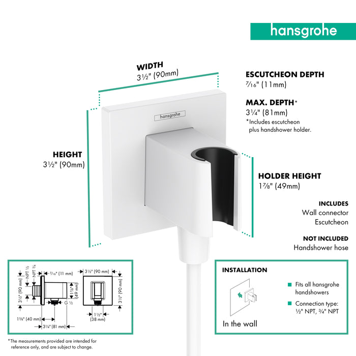 hansgrohe FixFit E Wall Outlet with Handshower Holder, matte white - view 2