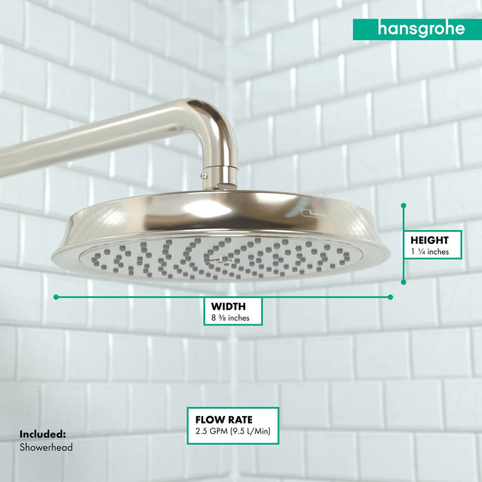 hansgrohe Raindance Classic Showerhead 180 1-Jet, 2.5 GPM, polished nickel - view 4