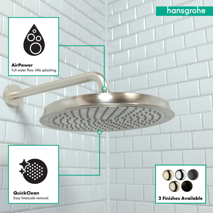 hansgrohe Raindance Classic Showerhead 240 1-Jet, 2.5 GPM, brushed nickel - view 3