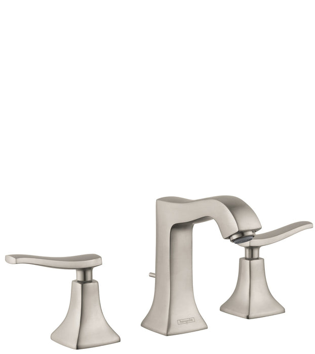 hansgrohe Metris C Widespread Faucet 100 with Pop-Up Drain, 1.2 GPM, brushed nickel