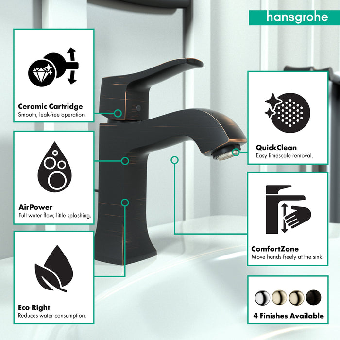 hansgrohe Metris C Single-Hole Faucet 100 with Pop-Up Drain, 1.2 GPM, rubbed bronze - view 3