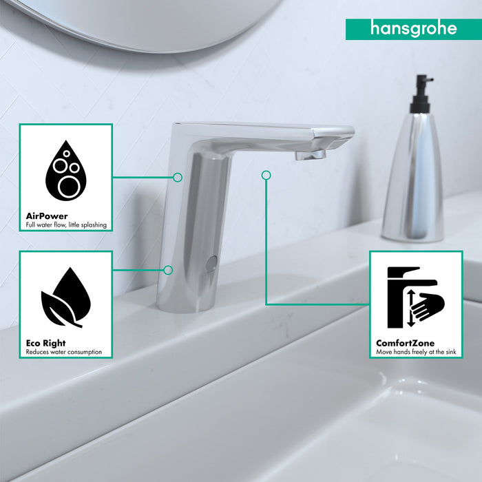 hansgrohe Metris S Electronic Faucet with Preset Temperature Control, 0.5 GPM, chrome - view 3