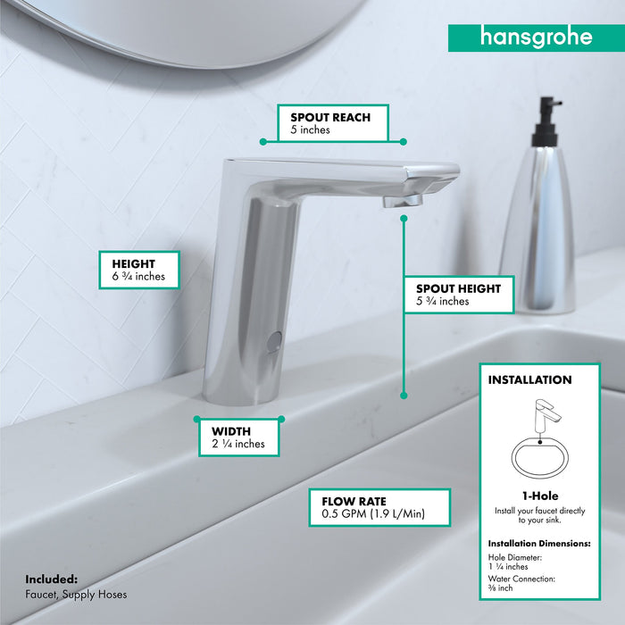 hansgrohe Metris S Electronic Faucet with Preset Temperature Control, 0.5 GPM, chrome - view 4
