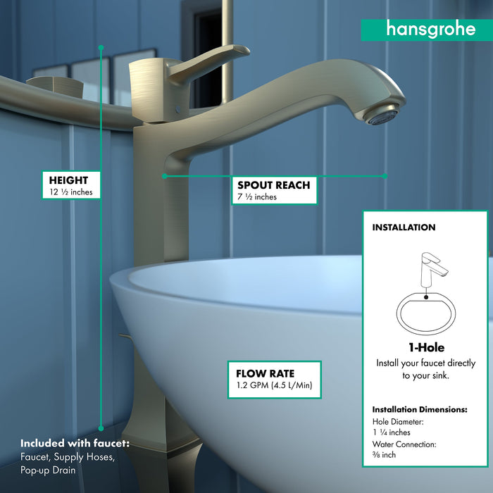 hansgrohe Metropol Classic Single-Hole Faucet 260 with Pop-Up Drain, 1.2 GPM, brushed bronze - view 4