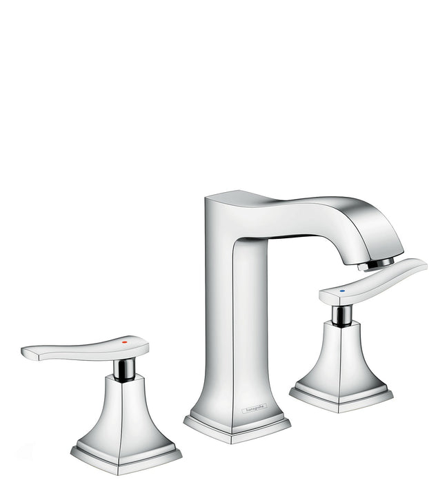 hansgrohe Metropol Classic Widespread Faucet 160 with Lever Handles and Pop-Up Drain, 1.2 GPM