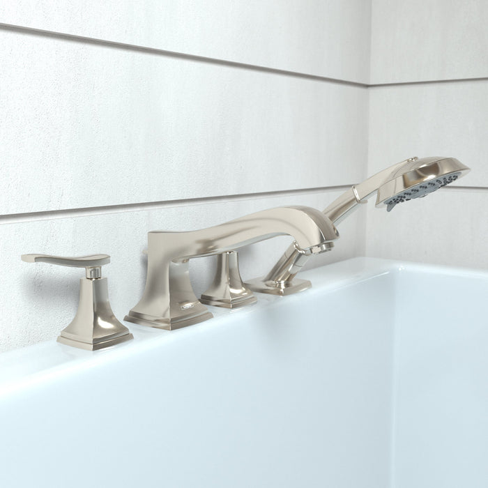 hansgrohe Metropol Classic 4-Hole Roman Tub Set Trim with Lever Handles and 1.8 GPM Handshower, polished nickel - view 2