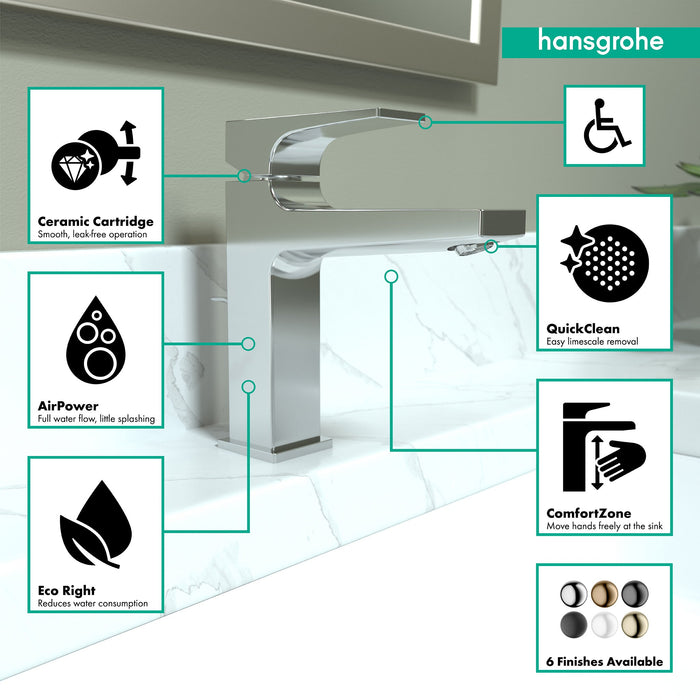 hansgrohe Metropol Single-Hole Faucet 110 with Lever Handle and Pop-Up Drain, 1.2 GPM, chrome - view 3