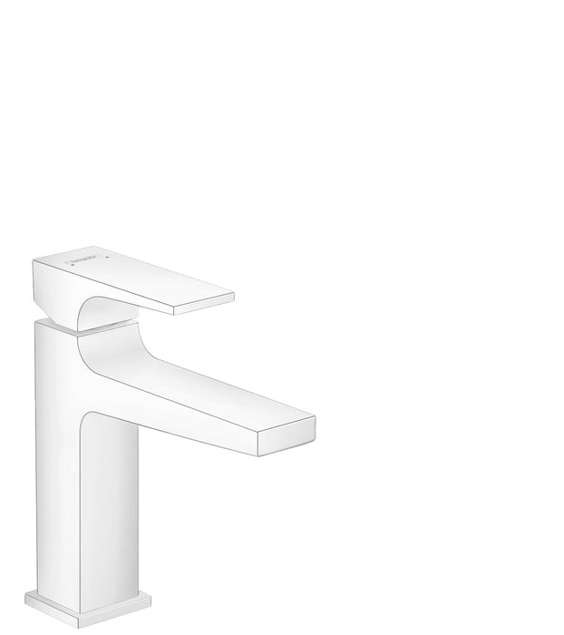 hansgrohe Metropol Single-Hole Faucet 110 with Lever Handle and Pop-Up Drain, 1.2 GPM, matte white