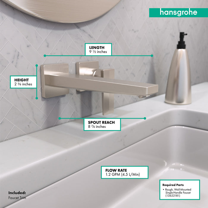 hansgrohe Metropol Wall-Mounted Single-Handle Faucet Trim with Lever Handle, 1.2 GPM, brushed nickel - view 4